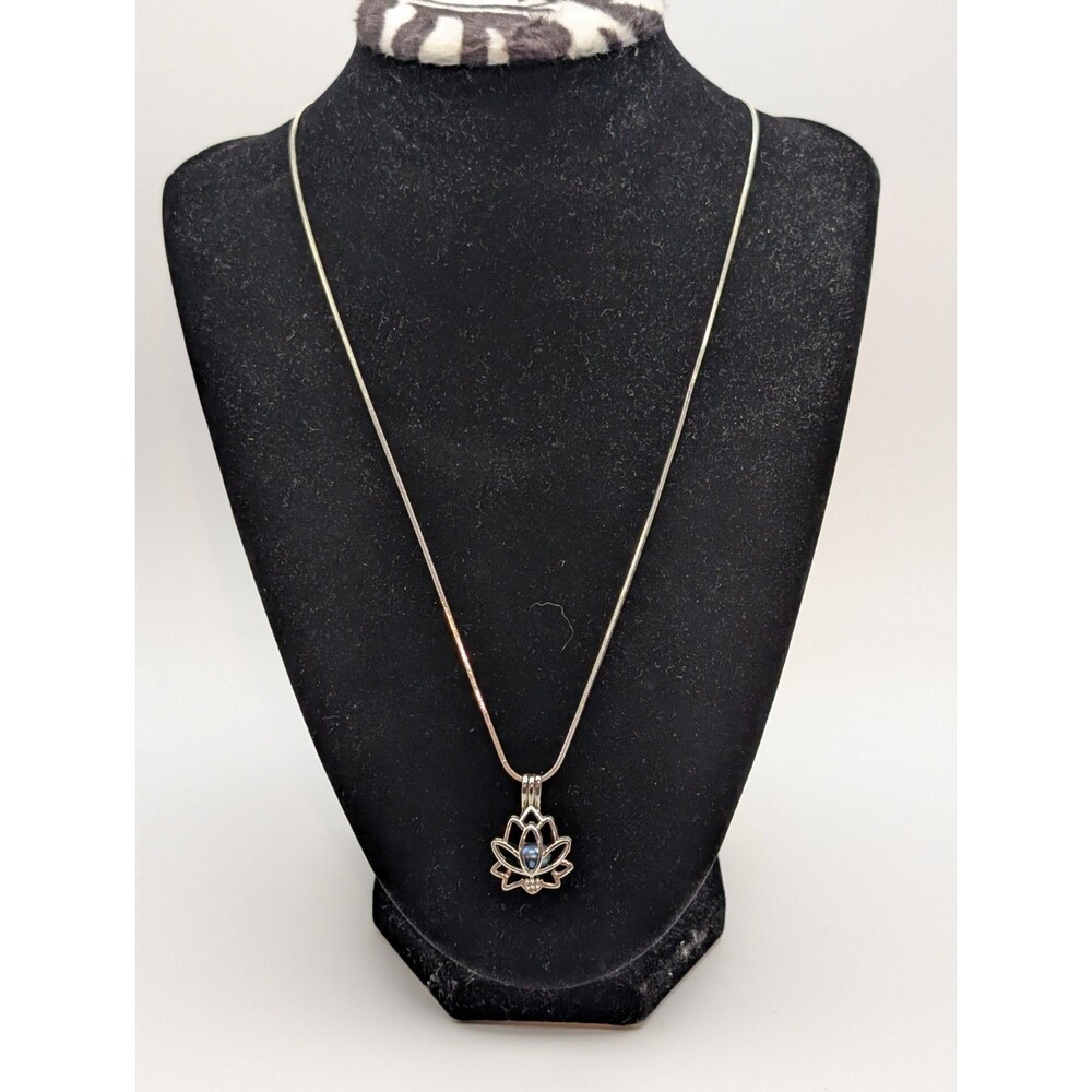 My Inspirations Precious Pearl Lotus Oyster Drop Pendant Necklace